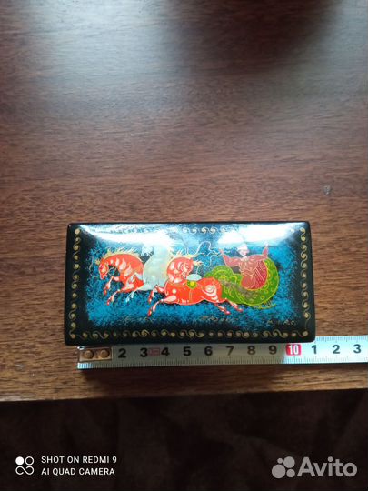 Шкатулка Палех Тройка