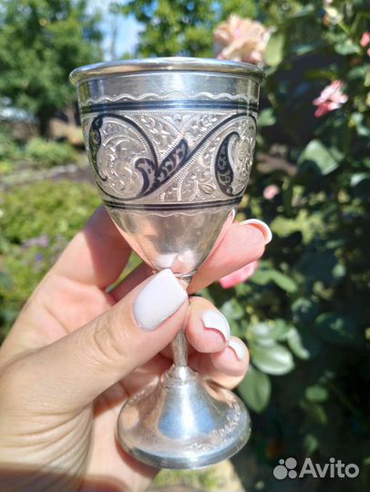 Серебрянная рюмка высокая проба 875 Кубачи