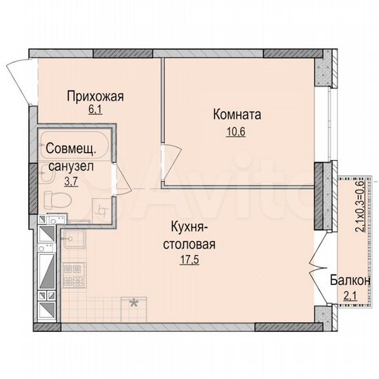1-к. квартира, 37,9 м², 7/18 эт.