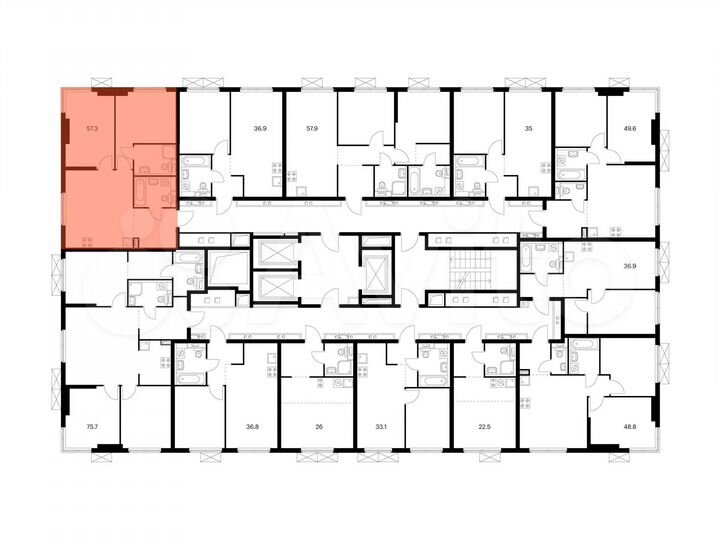 2-к. квартира, 57,3 м², 10/24 эт.