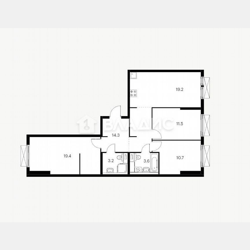 3-к. квартира, 81,9 м², 21/24 эт.