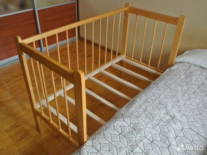 Детская кроватка с матрасом, приставная