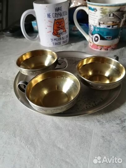 Кофейный набор из мельхиора, солонка из мельхиора