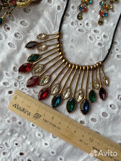 Набор украшений со стразами виде павлина ожерелье