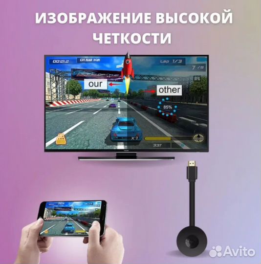 Google ChromeCast G2 WI-FI hdmi 4K, тв адаптер