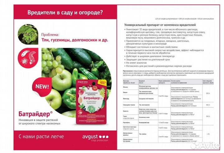 Средство от комплекса вредителей Батрайдер, 10 мл