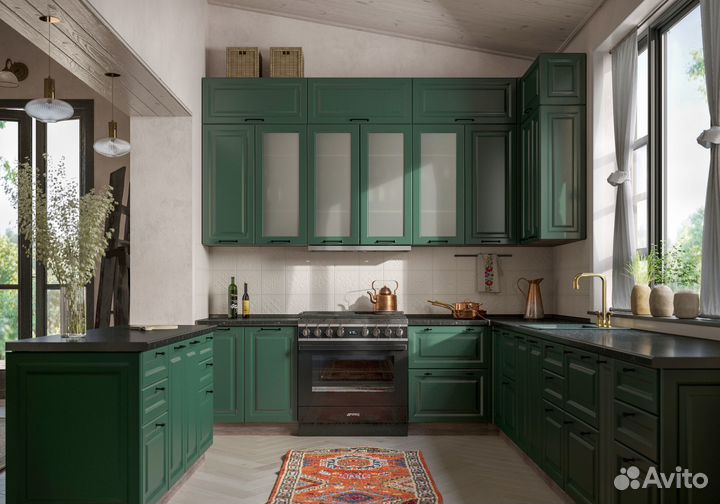 Кухонный гарнитур с крашеными фасадами (эмаль)