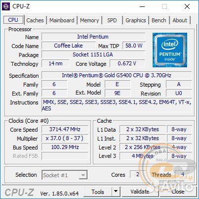 Процессор Intel Pentium Gold G5400 3.7 GHz