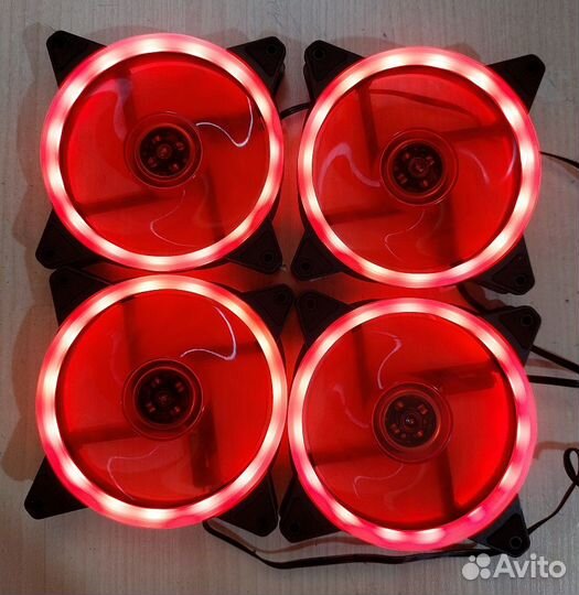 4 красных вентилятора 120мм + крепеж