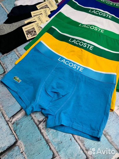 Трусы мужские боксеры lacoste +5 носок