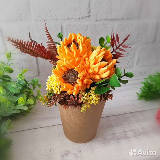 Мини букет с подсолнухами. Мыло ручной работы