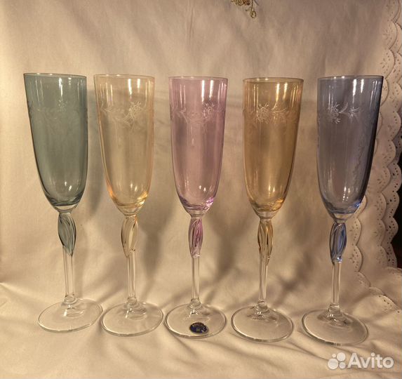 Бокалы (фужеры) хрустальные. Чехия. Богемия