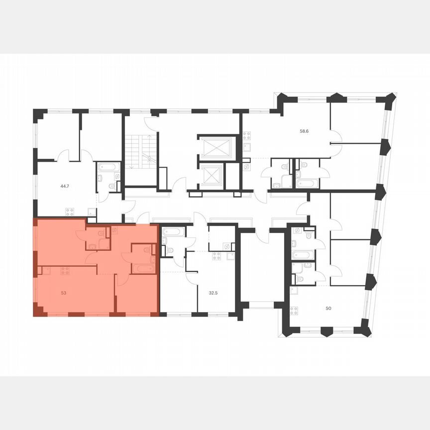 2-к. квартира, 53 м², 12/14 эт.