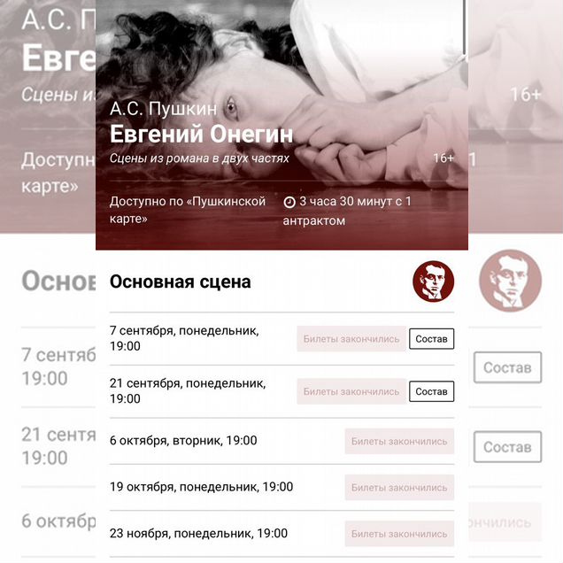 1 билет на Евгений Онегин в т. Вахтангова
