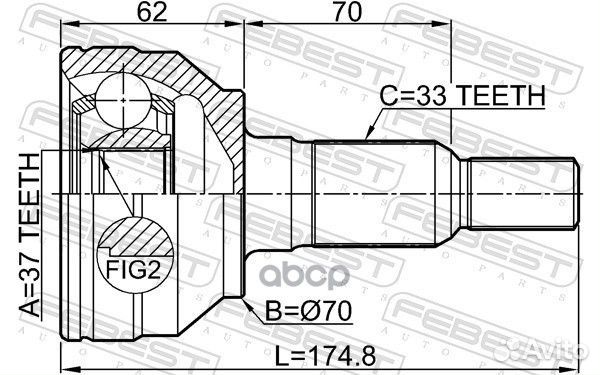 ШРУС наружный к-кт37X70X33 Hummer H3 06-10 361