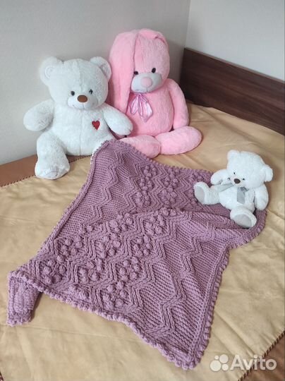 Плед детский вязаный новый