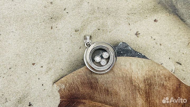 Золотой кулон chopard happy diamodns