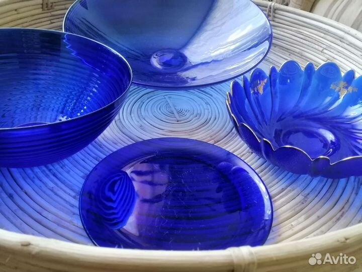 Вазы, салатники, блюда кобальт большие