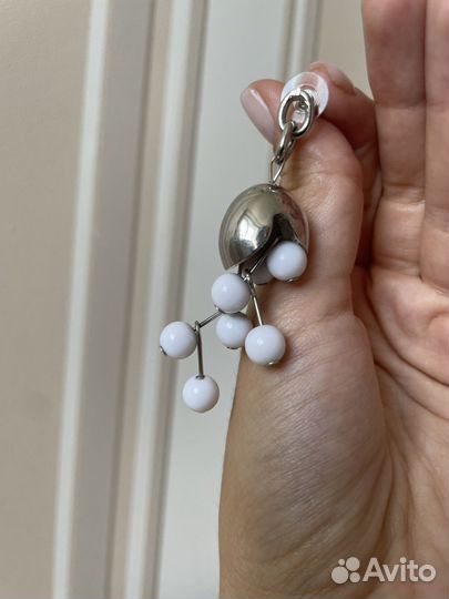 Комплект серьги браслет ягоды жемчуг белое серебро