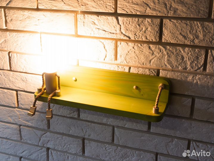 Полка с подсветкой зеленая 40 см