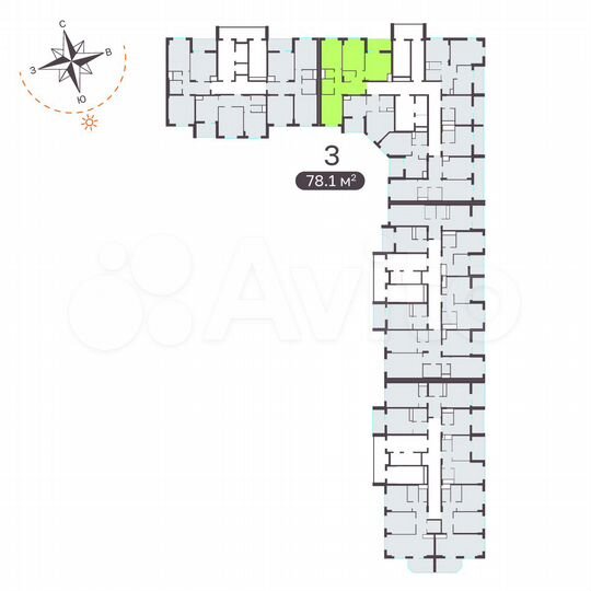 3-к. квартира, 77,7 м², 3/15 эт.