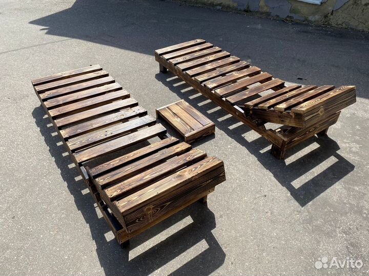 Шезлонг лежак деревянный