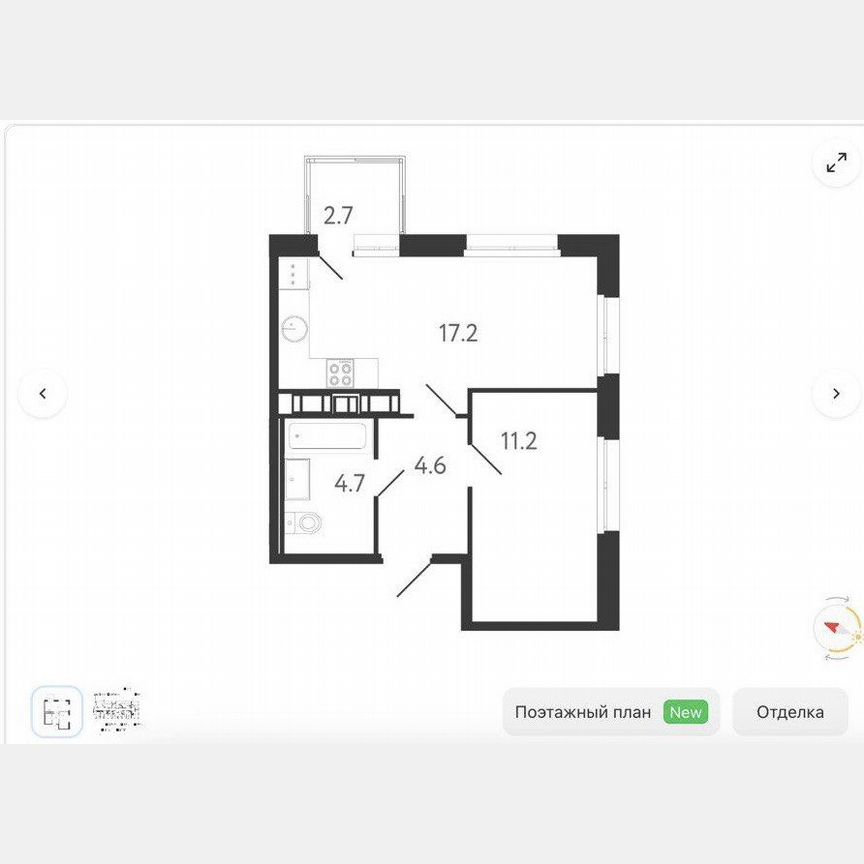 1-к. квартира, 37,7 м², 7/14 эт.