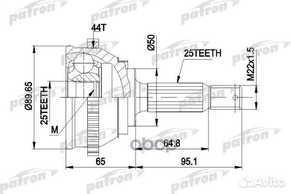 Шрус наружн к-кт 25x50x25 ABS:44T hyundai: lant