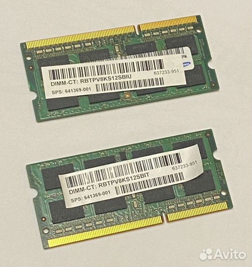Оперативная память DDR3 2x4 гб (для ноутбука)
