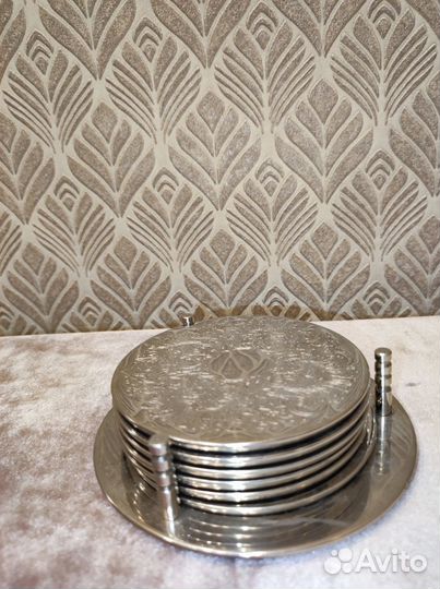 Подставки под горячее.6 шт. Посеребренные. Италия