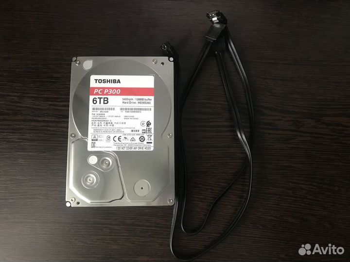 Жесткий диск Toshiba P300 hdwd260uzsva, 6тб, HDD