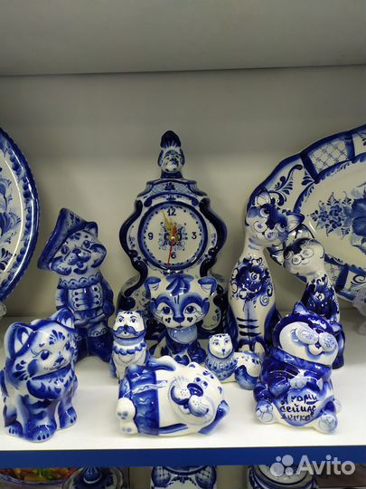 Гжель. Символ года 2023-Кролик(заяц), Кот