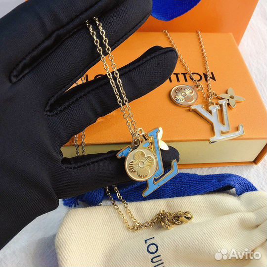 Подвеска колье louis vuitton премиум голубая