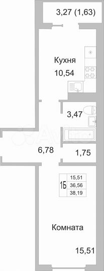 1-к. квартира, 38,2 м², 5/9 эт.