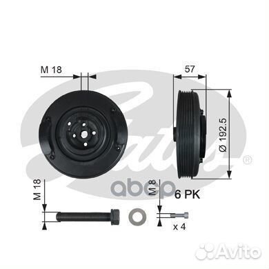 Шкив коленвала TVD1033A Gates