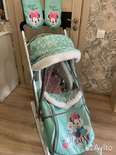 Санки коляска Nika Disney Baby с Минни Маус