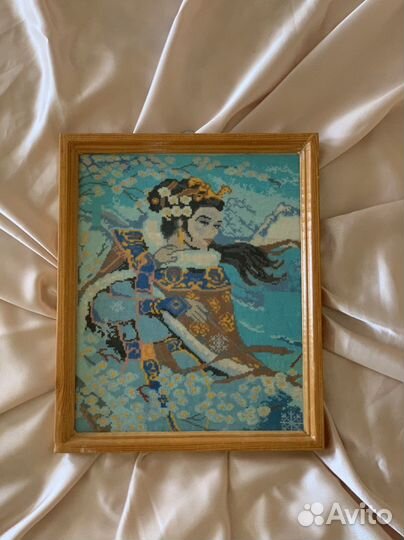 Картина вышитая крестом, Зима