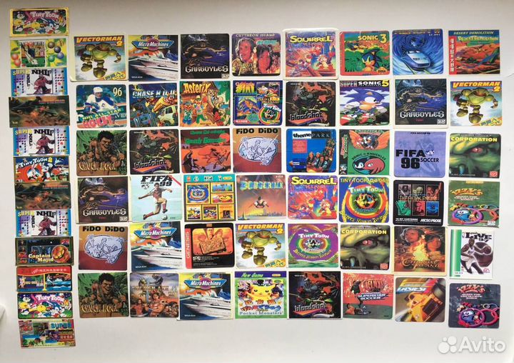 Старые наклейки на картриджи Dendy и sega Раритет