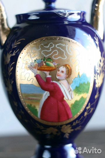 Вазоны кобальт,роспись фарфор,парные