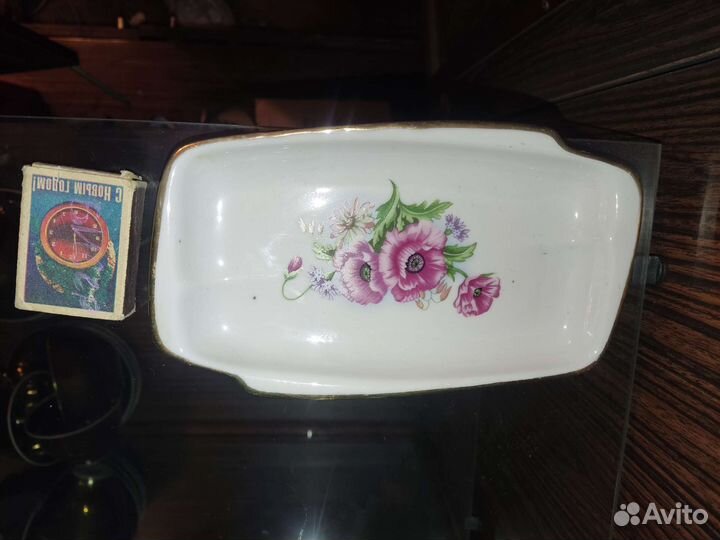 Шпротница. Блюдце. Тарелка. Фарфор