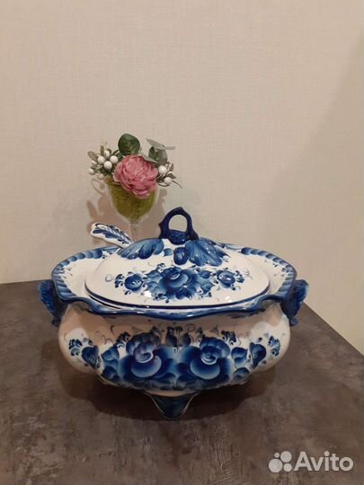 Супница фарфор Гжель