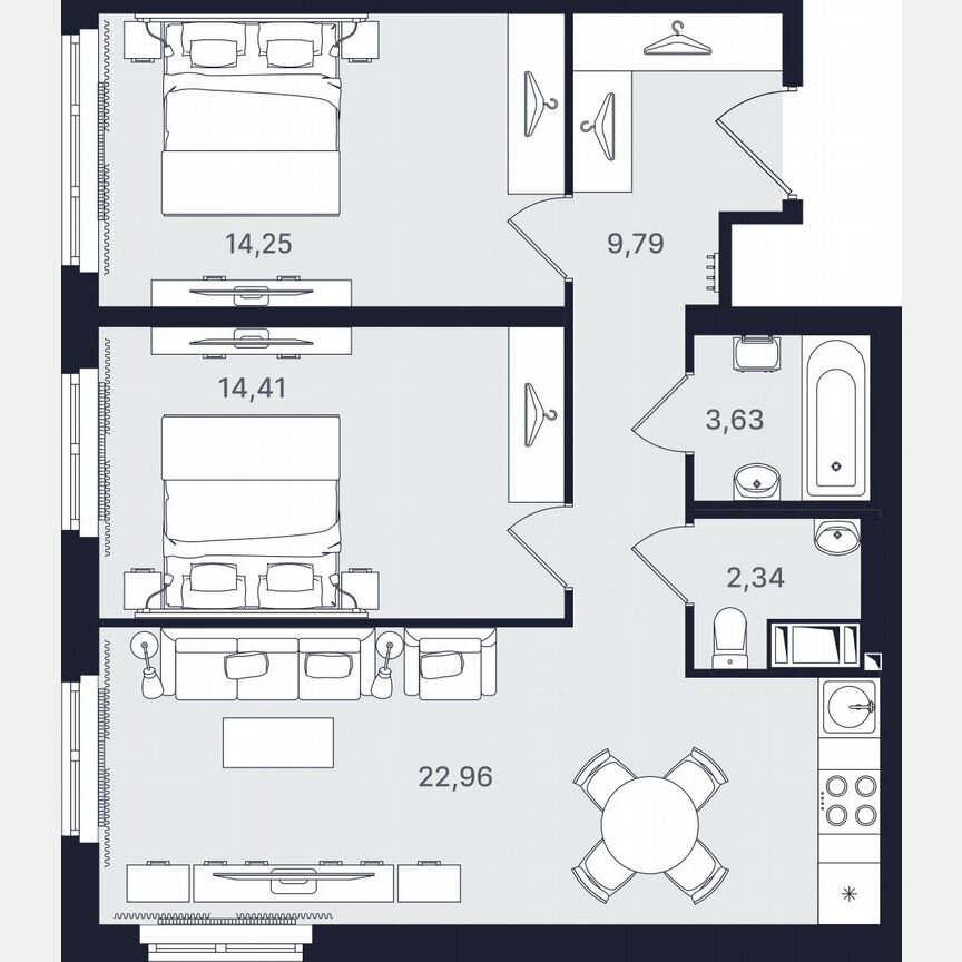 3-к. апартаменты, 67,4 м², 18/24 эт.