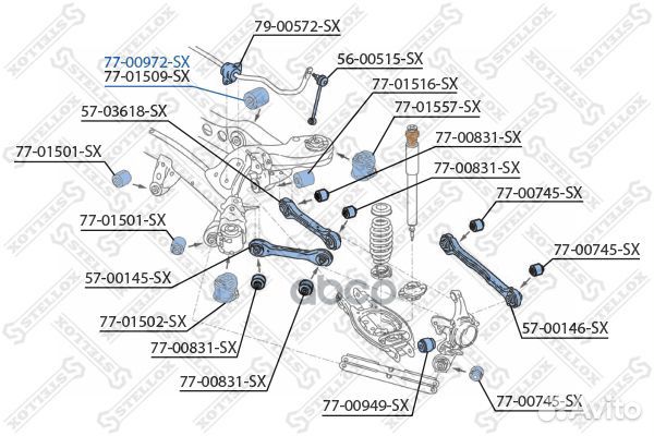 77-00972-SX сайлентблок редуктора зад. BMW 3 E