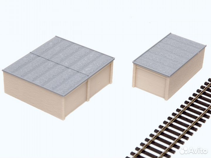 Железная дорога 1/87 Набор: Гаражи 1 + 2 боксовые