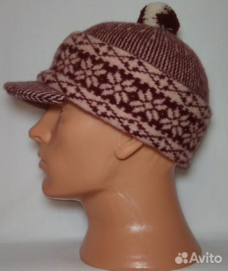 Шапка-Вальтовка со снежинками Ретро Винтаж 90