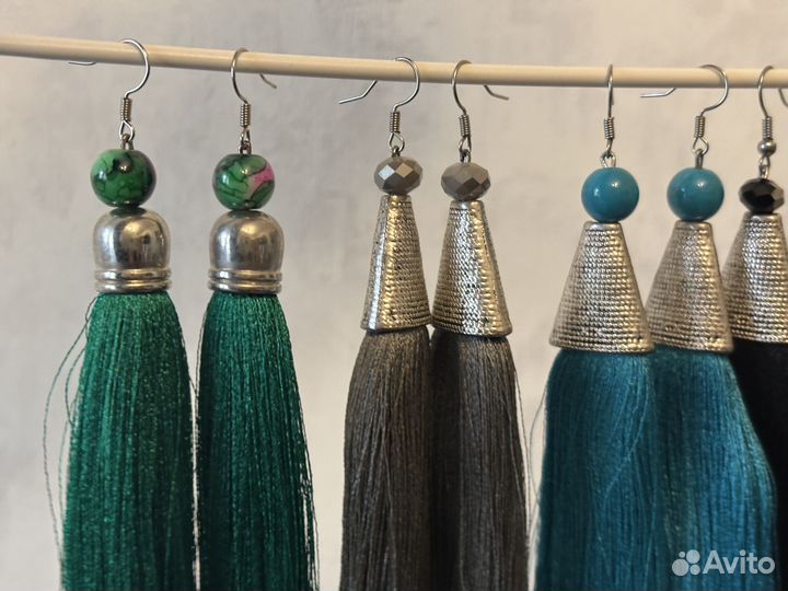 Серьги кисточки ручной работы