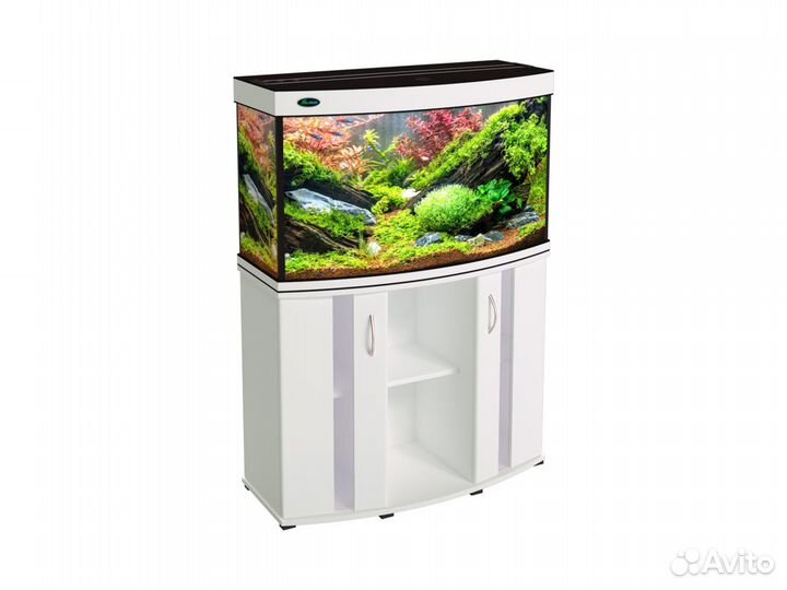 Аквариум панорамный 150л с LED-освещением белый