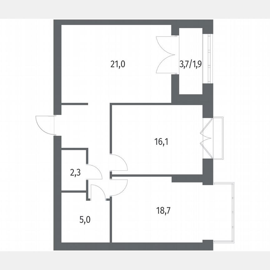 2-к. квартира, 72,5 м², 9/11 эт.
