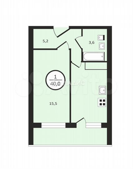 1-к. квартира, 40 м², 17/18 эт.