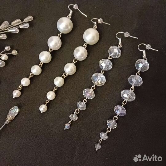 Серьги длинные из бусин и страз